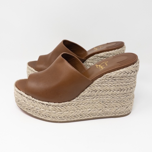 Christian Louboutin Ariella Zeppa Wedge Espadrille Platform Red Soles. Size 42 E - Picture 2 of 6